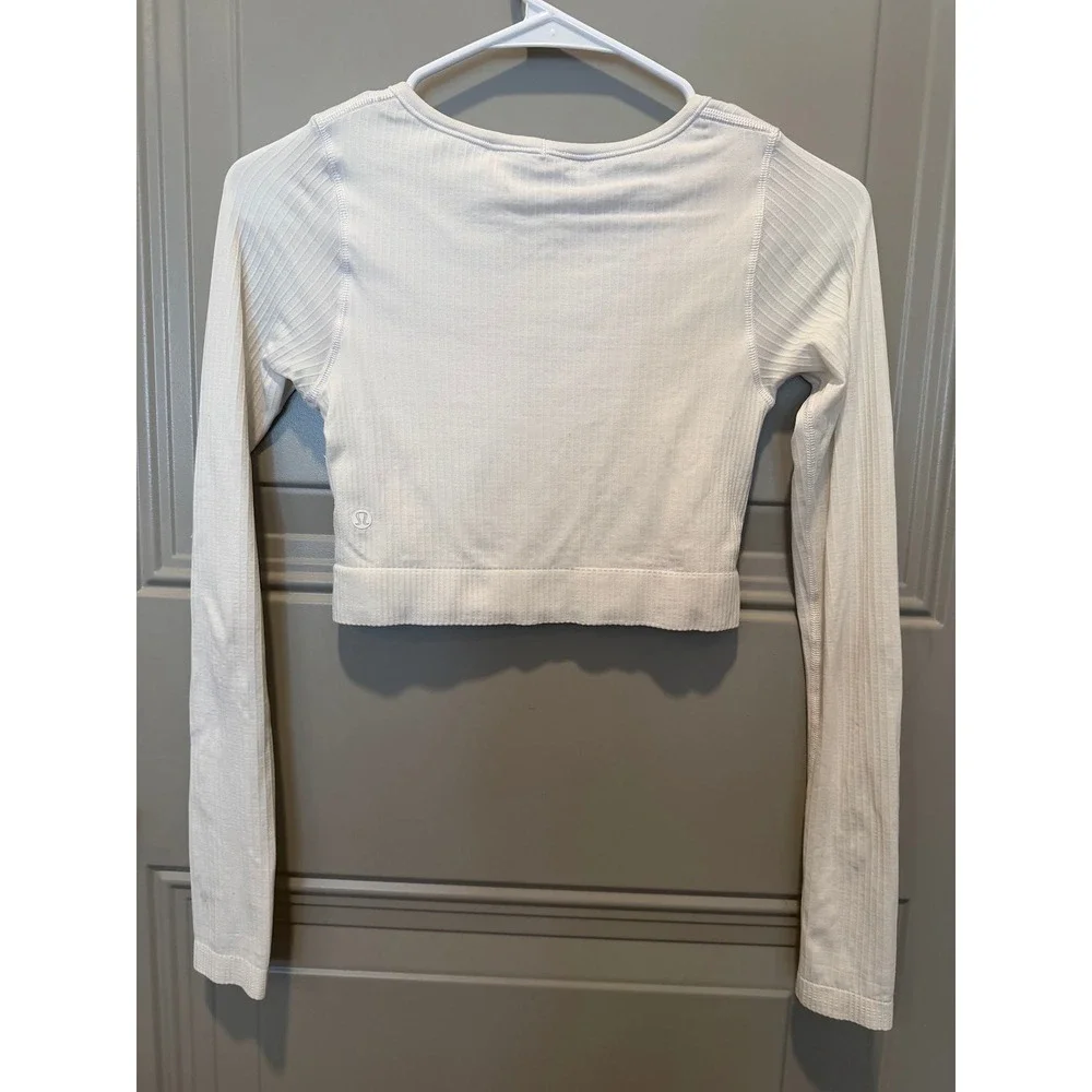 Lululemon Ebb To Street Long Sleeve Ribbed Shirt White Size 2